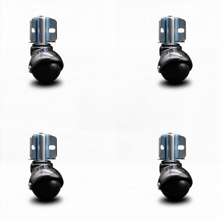 Service Caster 2 Inch Gloss Black Polyolefin Ball Caster - Corner Mount Bracket - SCC, 4PK SCC-GR01S20-POS-GB-716-4-CB90-4